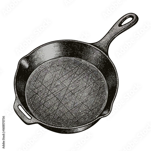 Engraved Cast Iron Skillet in Vintage Style