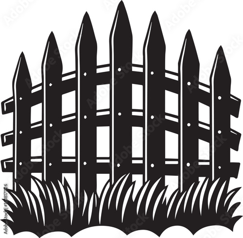 rustic wooden picket fence logo, rustic wooden picket fence silhouette vector icon