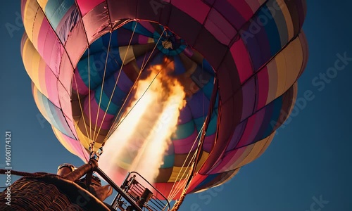 Hot Air Balloon Ignition: Colorful Adventure Flight