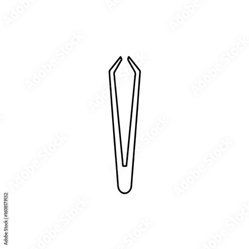 Minimalist outline of tweezers with angled tips and rounded base