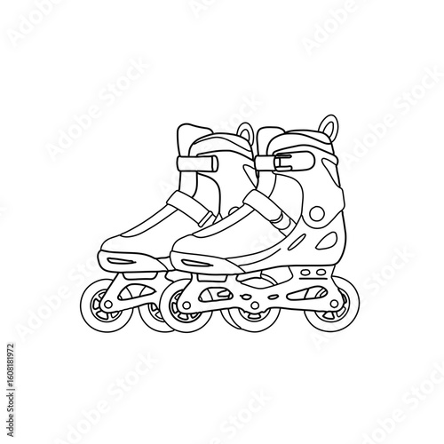 Outlined Inline Skates Depicting Recreational Activity and Sport.