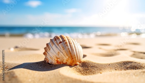 Seashell on sandy beach
