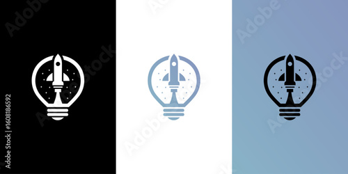rocket idea launch logo vector template