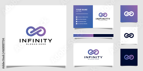 infinity logo vector  with business card design