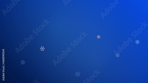 Beautiful Blue Winter Snowfall Background with Falling White Snowflakes Animation