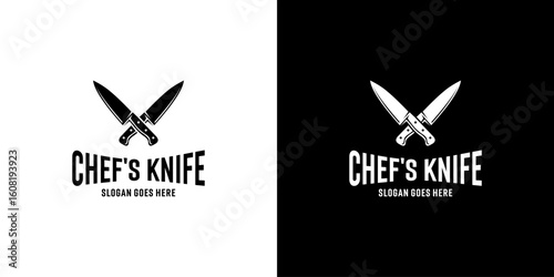 butcher knife logo design vector