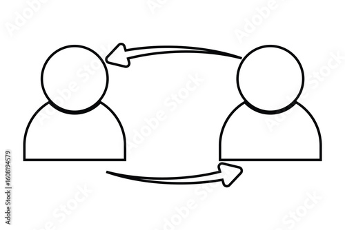 people and person transfer icon with arrow symbol, vector illustration.
