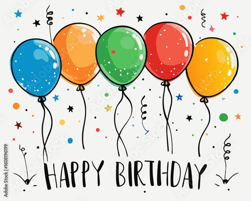 happy birthday card with balloons