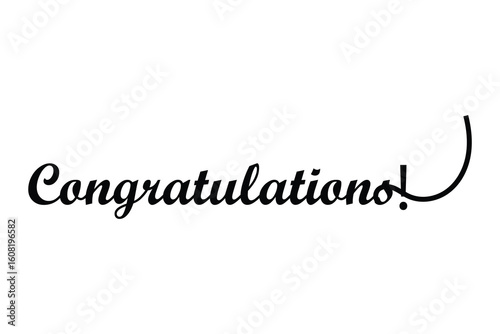 hand drawn congratulation text lettering typography icon on white background.