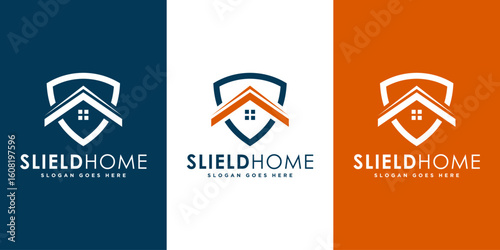 home shield logo design vector