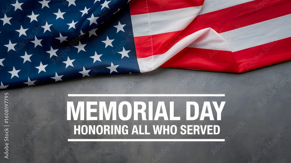 Fototapeta premium Patriotic Memorial Day Remembrance Honoring Those Who Served United States Flag