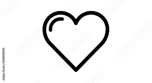 Minimalist heart shape outline icon. A universal symbol of love, passion, health, and romance isolated on a white background.