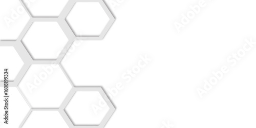  white hexagons arranged in a repeating honeycomb structure design creating a modern and abstract geometric design for visual appeal.