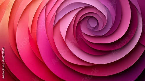 Abstract rose design made of pink and purple paper layers background