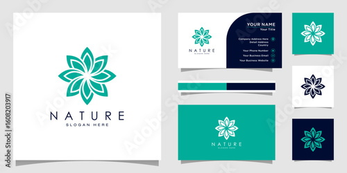 Flower logo design with line art style. logos can be used for spa, beauty salon, decoration, boutique. and business card