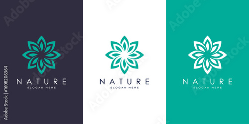 Flower logo design with line art style. logos can be used for spa, beauty salon, decoration, boutique. and business card