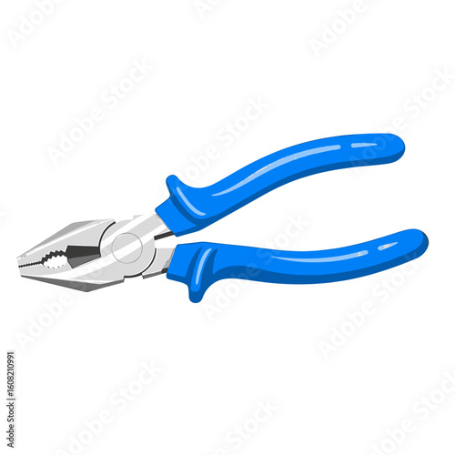 Illustration of a pair of combination pliers with blue handles, isolated on a white background.