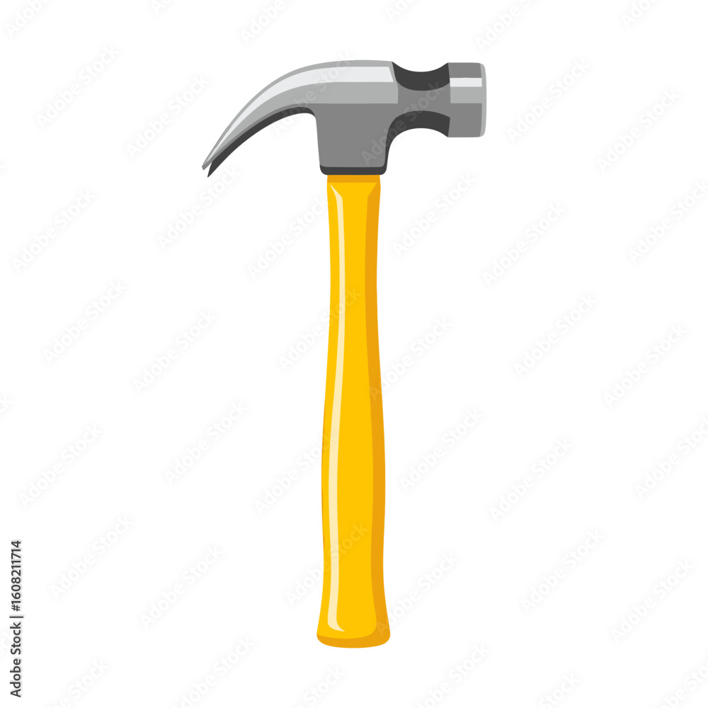 A cartoon illustration of a claw hammer with a yellow handle. A cartoon illustration of a claw hammer with a yellow handle.