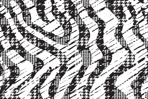 Abstract Houndstooth and Distorted Striped Pattern

