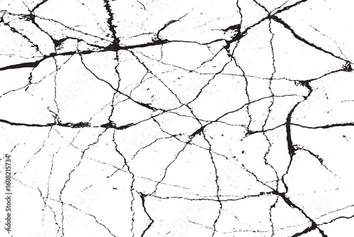 Grunge Cracked Surface Texture on White Background