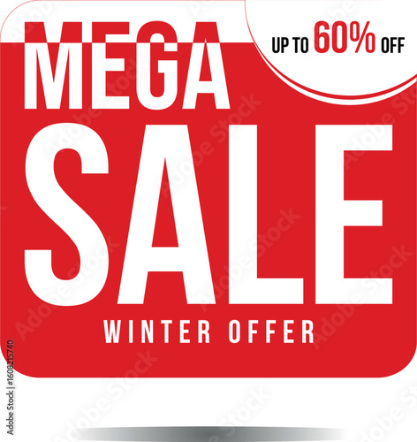 Red mega sale banner template design
