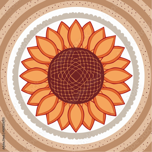 bright stylized sunflower vector on an 800×800 px artboard at 300 DPI, RGB color mode. Featuring bold yellow