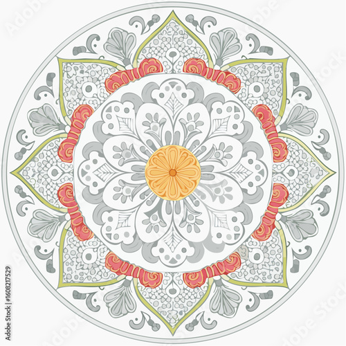 intricate floral mandala panel featuring concentric pocket depths, svg vector design