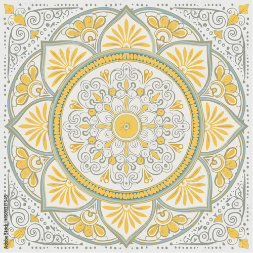 floral mandala panel with layered concentric pocket depths, svg vector design