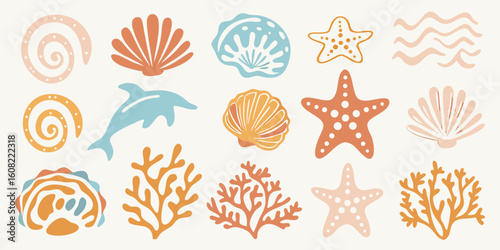 vector illustration of a set of abstract floral elements