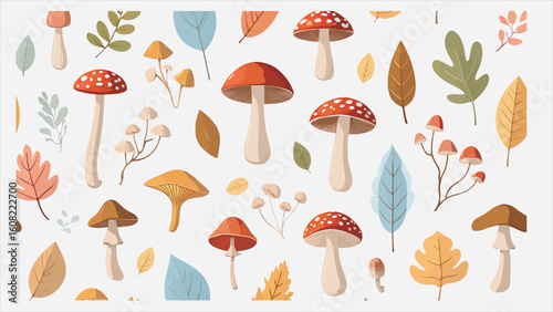 seamless pattern with mushrooms