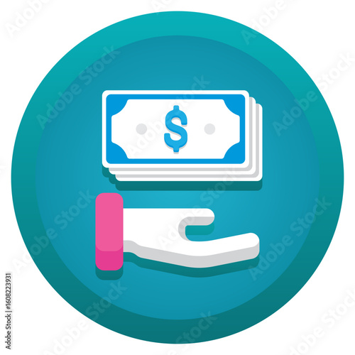 Hand giving money icon with dollar sign
