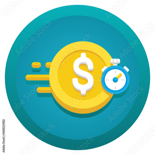 Fast money icon with dollar symbol and stopwatch