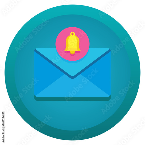 New email notification alert icon with bell and envelope