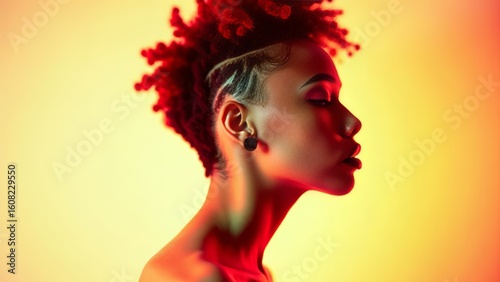 Non-binary person in studio with creative lighting