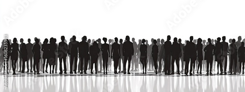 Large group of people in silhouette