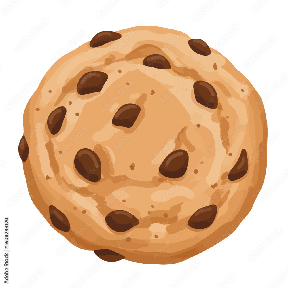 Fototapeta premium Chocolate Chip Cookie Pastel Vector Isolated Illustration
