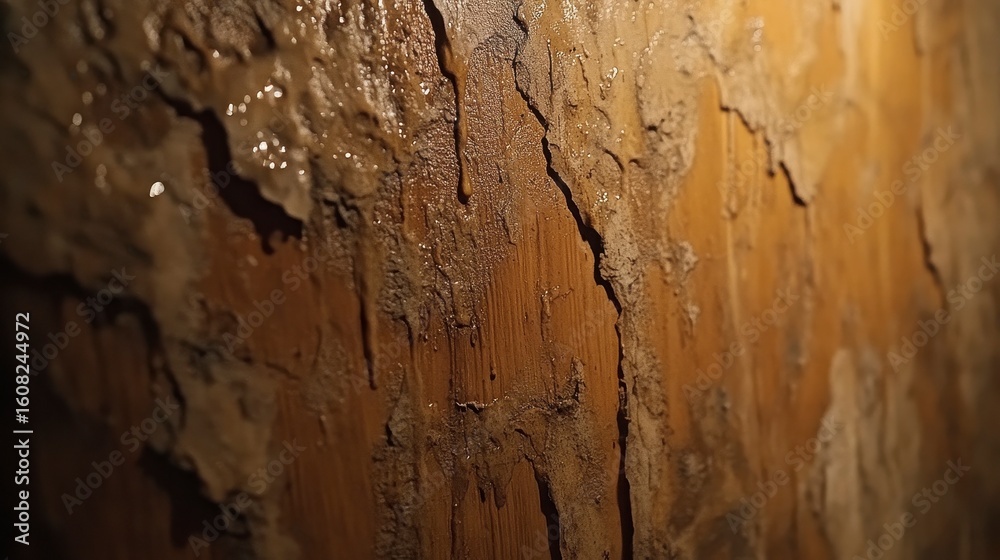 Naklejka premium Textured Wood Surface with Natural Water Effects and Patterns