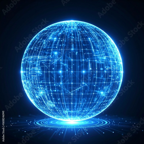 Sphere of glowing digital network