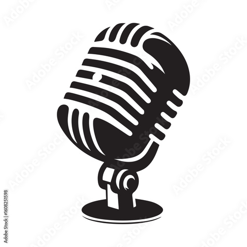 microphone   vector silhouette  Graphic white background design 
