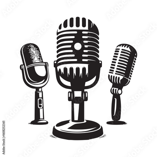 microphone   vector silhouette  Graphic white background design 