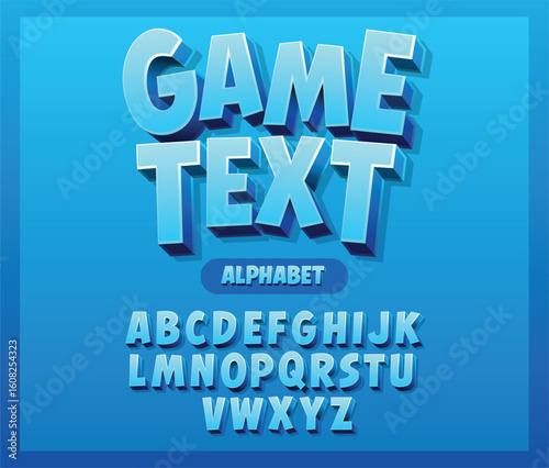 Blue 3D Cartoon Game Title Text Alphabet