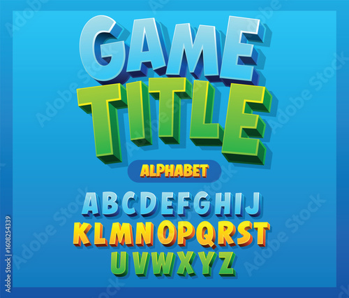 Colorful 3D Cartoon Game Title Text Alphabet