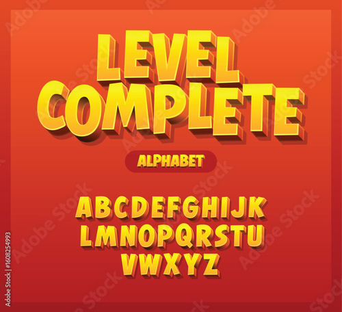 Orange 3D Cartoon Game Title Text Alphabet