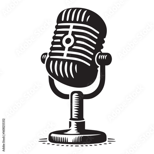 microphone   vector silhouette  Graphic white background design 