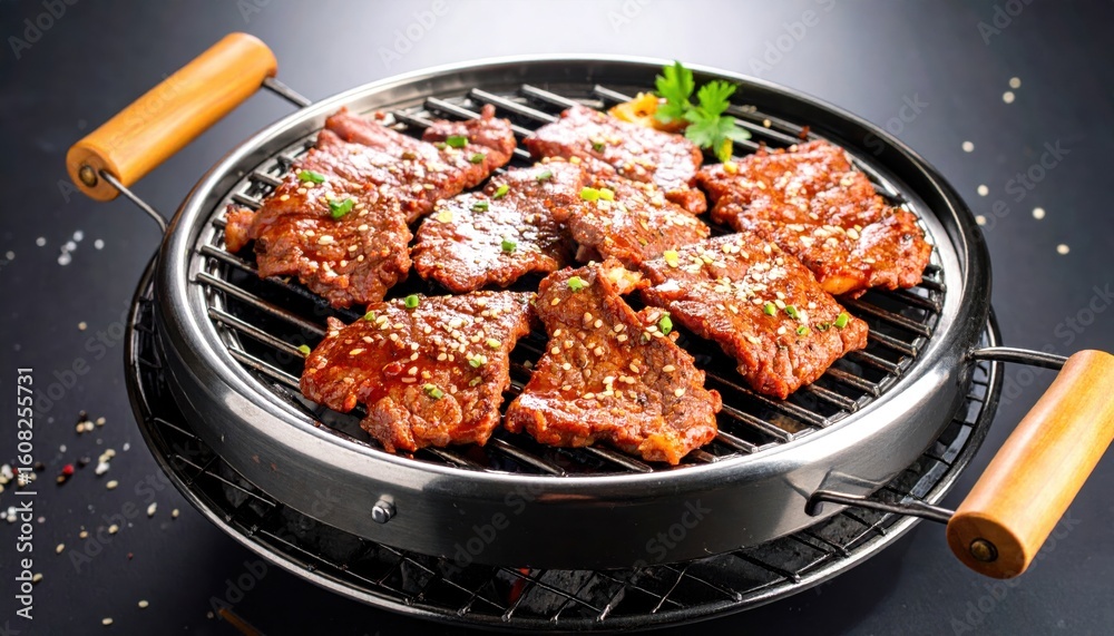 Fototapeta premium Barbecue Meat on a Grill. Bulgogi