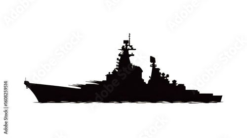 Battleship silhouette icon vector. Warship silhouette for icon, symbol or sign. Battleship symbol for military, war, navy, conflict and patrol