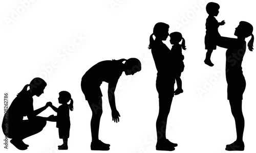 Silhouette of mother and child progression