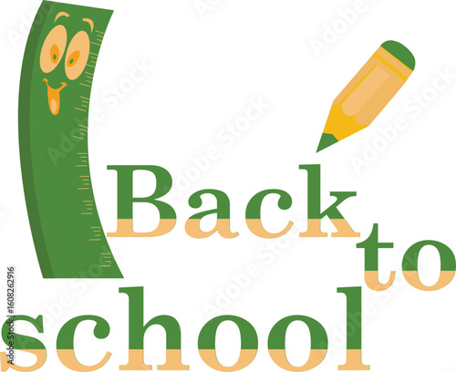Back to school background with pencil and ruler icon