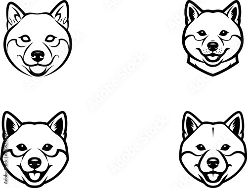 Shiba Inu Dog Head Mascot Icons Set. shiba inu dog, shiba inu dog head, shiba inu dog mascot set.