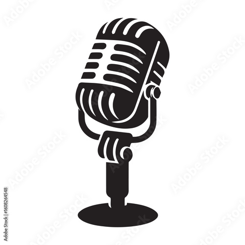 microphone   vector silhouette  Graphic white background design 
